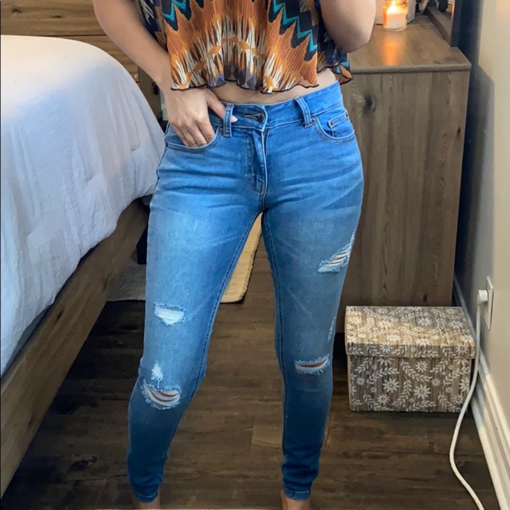 Distressed Denim Jeans